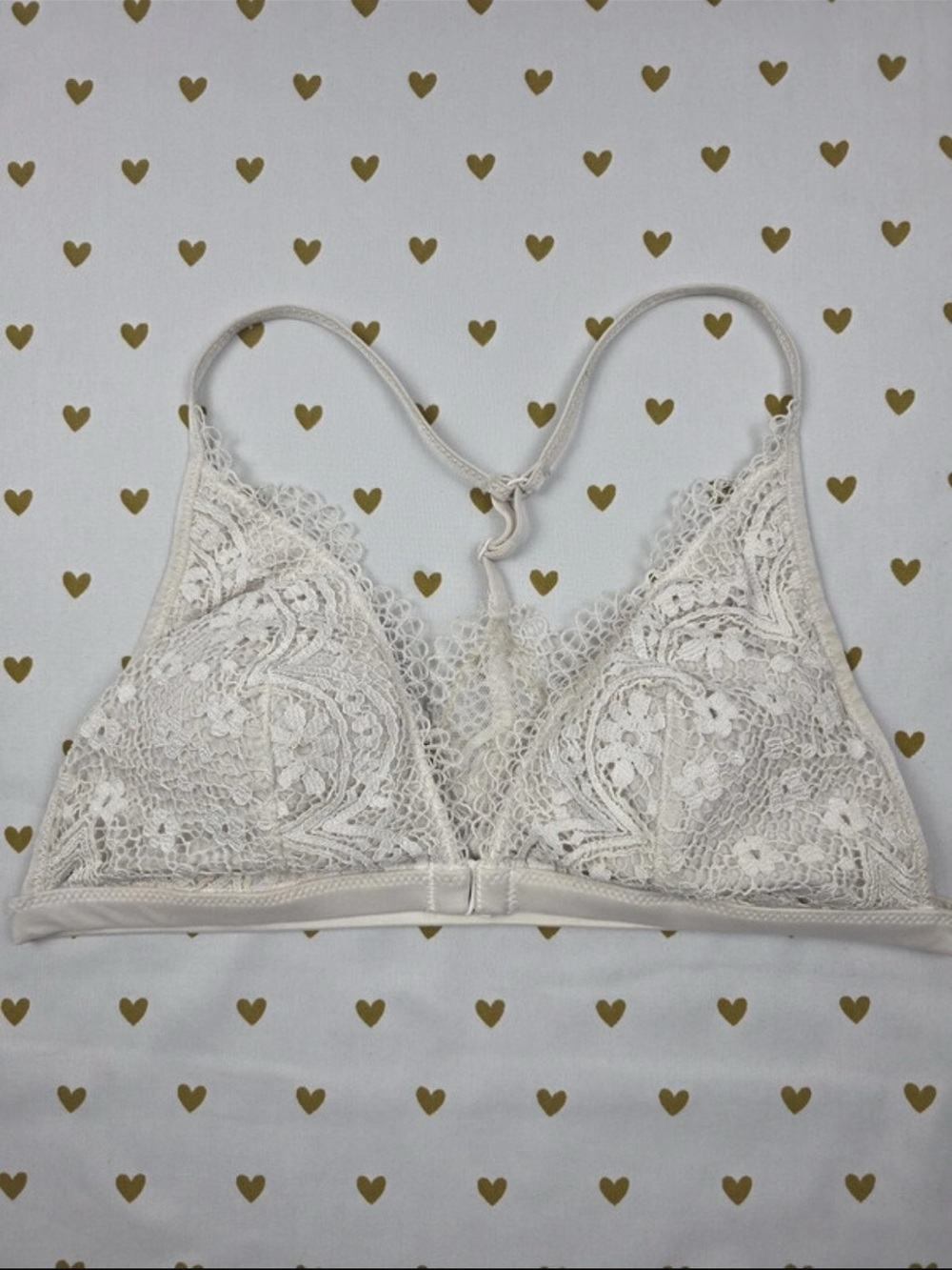 PINK Victoria's Secret Lace Triangle Bralette in Cream